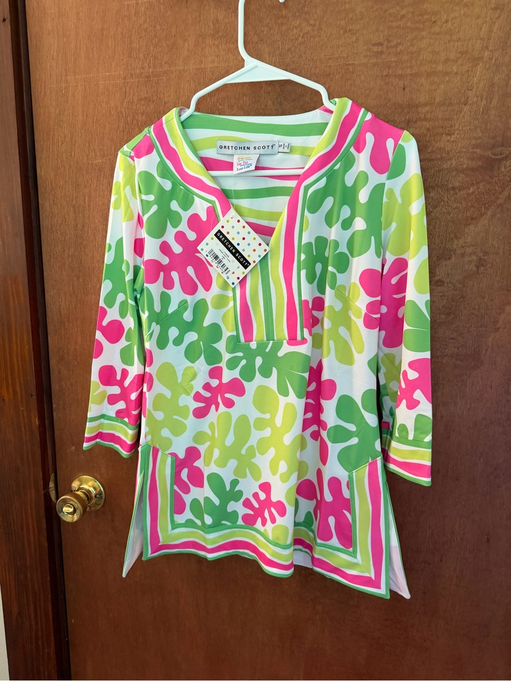 Gretchen Scott Designs Pink, Lime & Green Printed Long Sleeve Tunic